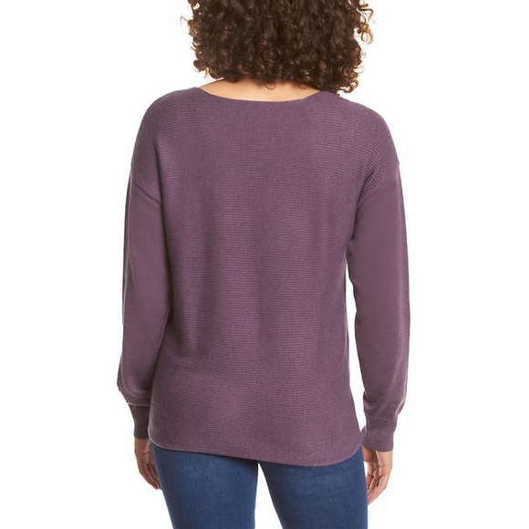 Ella Moss Purple Ribbed V-Neck Sweater size XXL - Picture 5 of 7